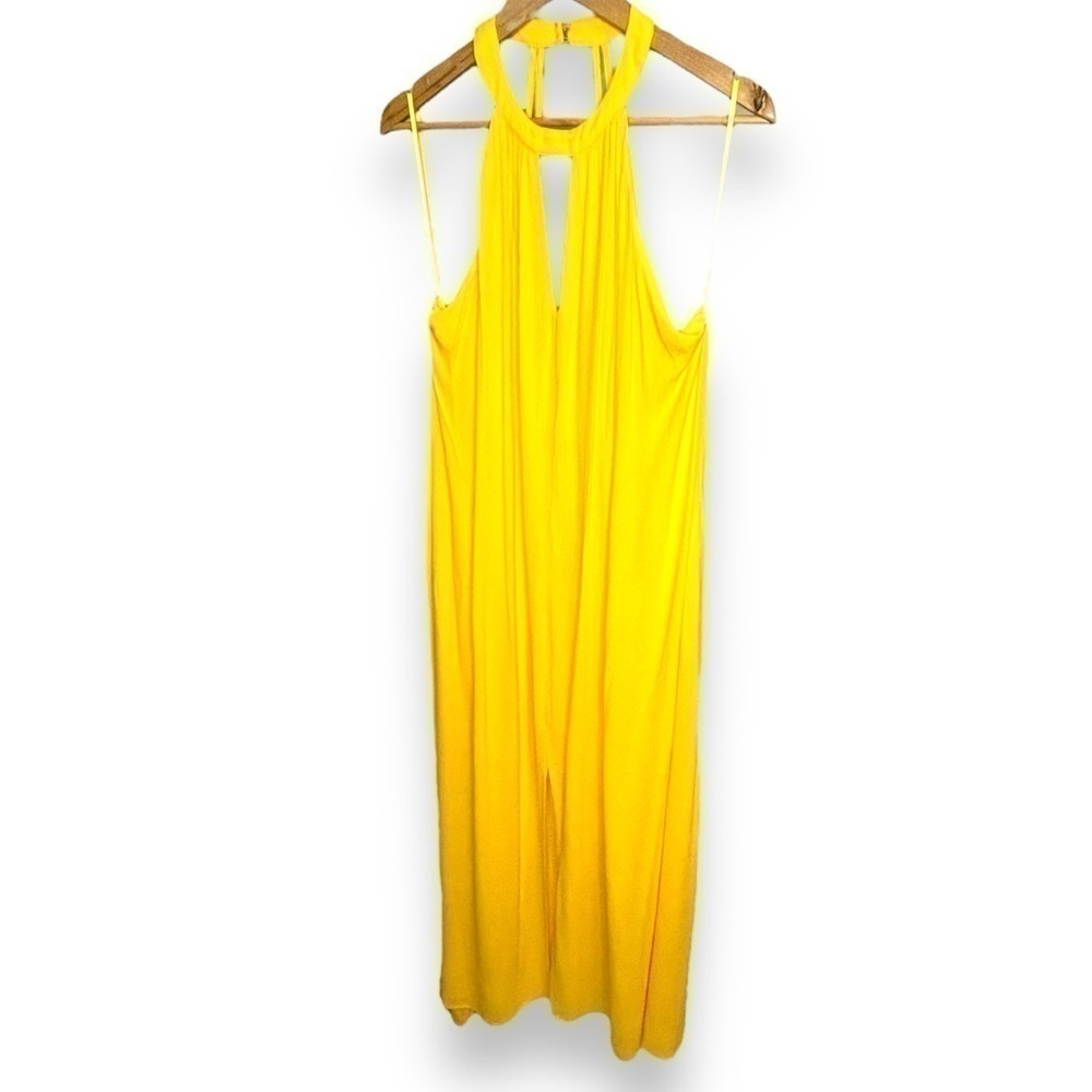 NWT Bebe Yellow Daffodil Strappy Halterneck Maxi Dress - Large